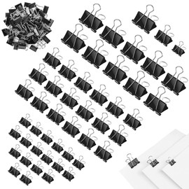 Pack of 150 Foldback Clips 15 mm / 19 mm / 25 mm Binder Clips Metal Clips Black Paper Clips File Clips Multi-Purpose Clips