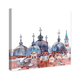 The Oliver Gal Artist Co. World Wall Art Canvas Prints 'Maja Wronska-Waterfront Vista Clear III' Asian Countries Home Décor, 12" x 12", Blue, Brown