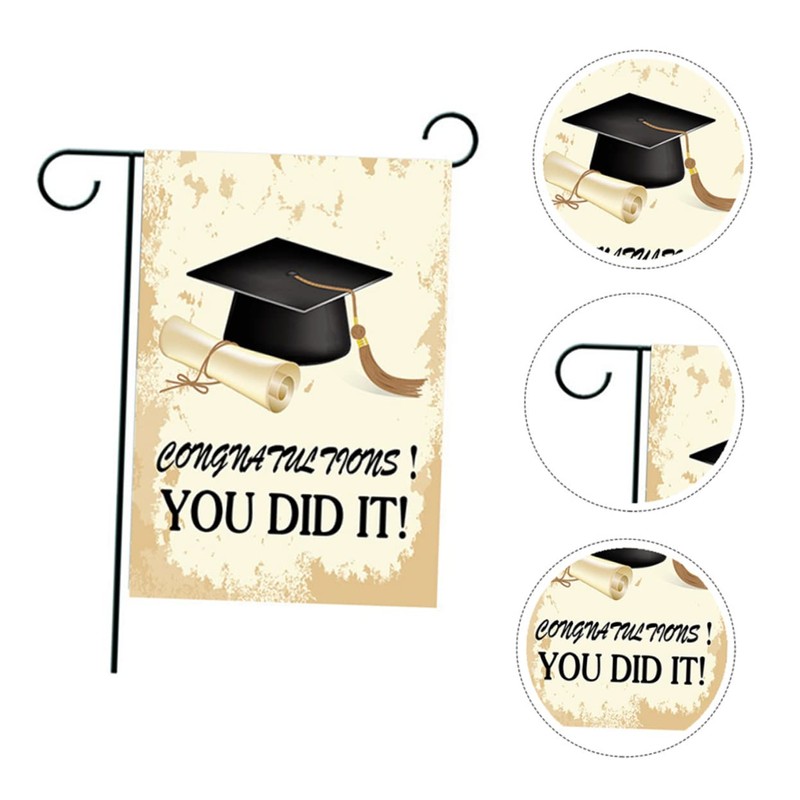 Mipcase 1pc Graduation Garden Flag Decorative Outdoor Banner Graduation Elements
