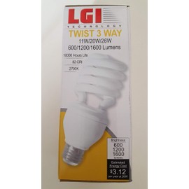 LGI TECHNOLOGY (EFS3XW-26 3-Way Compact Fluorescent Twist Light Bulb