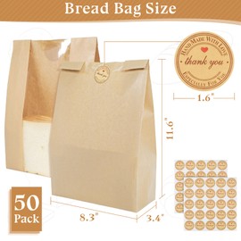 Aimyoo Aimyoo Homemade Sourdough Bread Bags, 13.7x8.3x3.5in 100 Pack Stripe Bakery Bags with Window & Seal Stickers