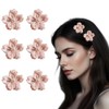 6pcs Pearl Flower Hair Clips Fabric Ribbon Floral Hairpins Pink