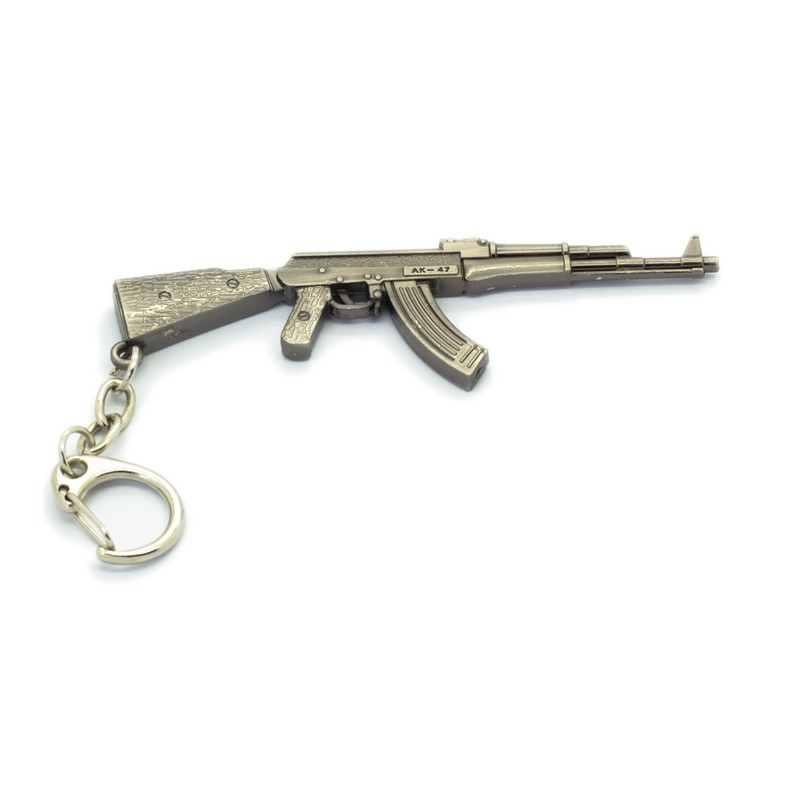 Fat-catz-copy-catz Grey AK47 Rifle Gun Metal Model Keyring Pendant 10cm