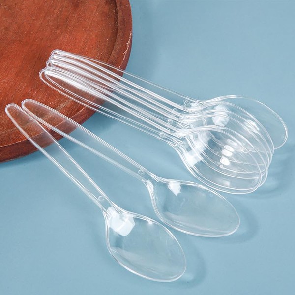 Clear Plastic Spoons 100 Pieces 7.1 Inch Reusable Plastic Spoons