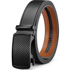 Mens Belt,BOSTANTEN Leather Belts For Men Ratchet Dress Belt with Automatic Sliding Buckle Black
