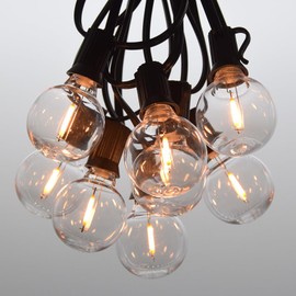 Hometown Evolution, Inc. G40 LED Plastic Outdoor Patio String Lights with 0.6 Watt Light Bulbs (Black Wire, 100 ft)