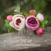 Fangsen Silver Wedding Ivory Pink Rose Buds Flower Hair Comb