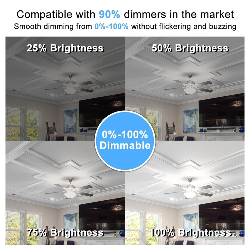 TZHILAN E11 LED Bulb Dimmable, 50W Equivalent, Daylight 6000K, T4