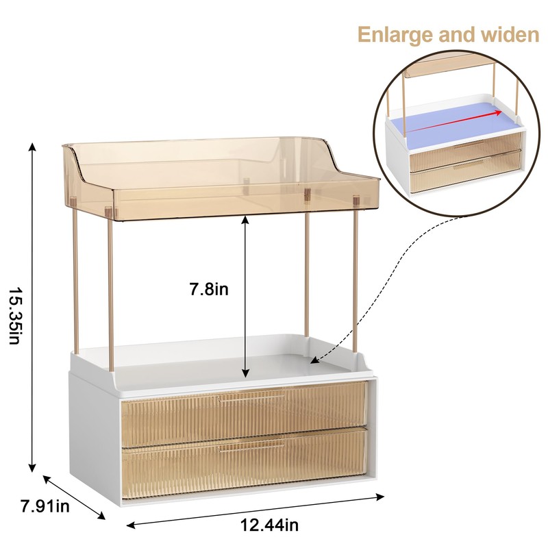 DOADW Bathroom Counter Organizer with 2-Drawer, 3 Tier Makeup Organizer