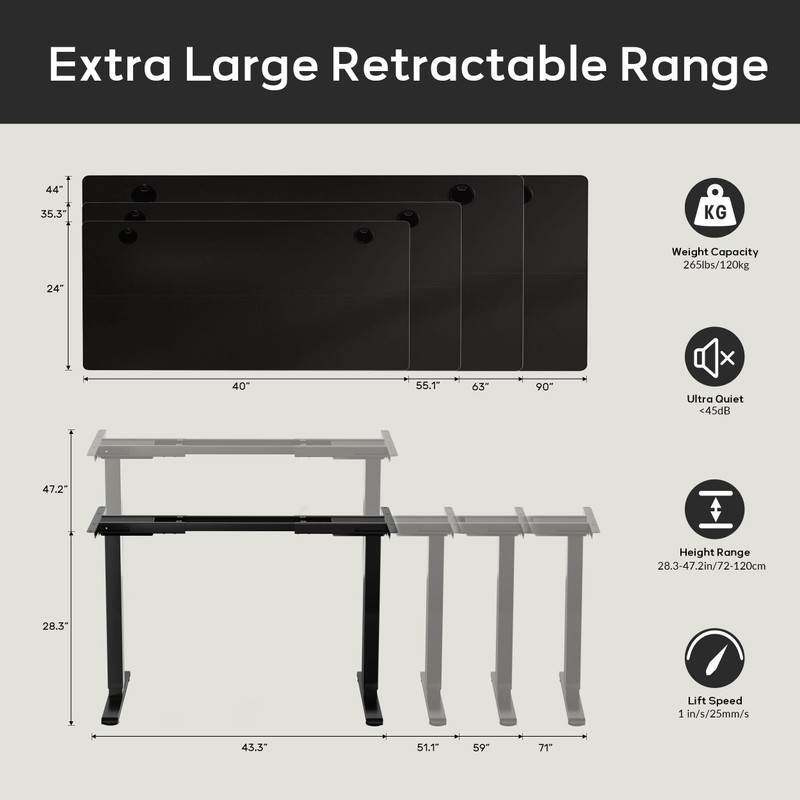 Dual Motor Electric Standing Desk Frame, Height Adjustable Desk Legs