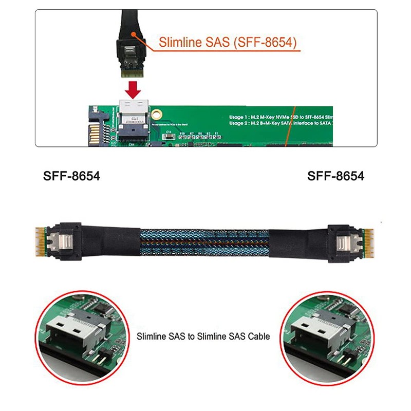 NFHK PCI-E Slimline SAS 4.0 SFF-8654 4i 38pin Host to