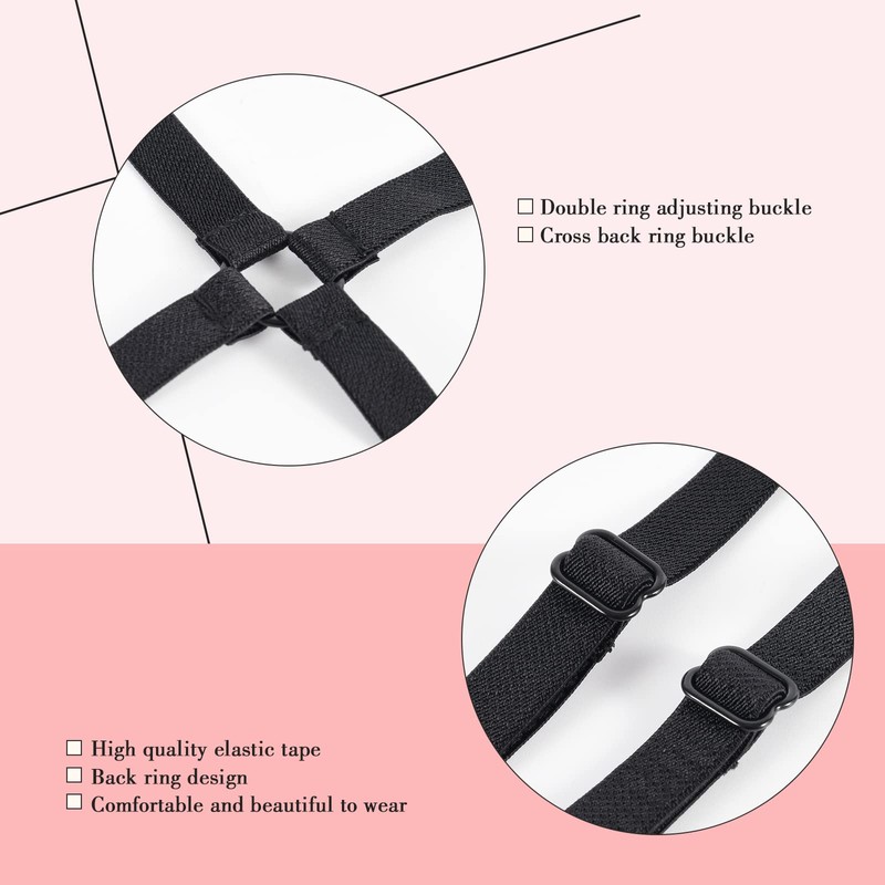 WILLWIN 2 Pcs Non-slip Removable Adjustable Cross Back Underwear Bra