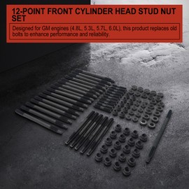 Torquizo 12-Point Front Cylinder Head Stud Nut Set Compatible with Chevy GMC LS V8 4.8L 5.3L 5.7L 6.0L Engines 1997 1998 1999 2000 2001 2002 2003