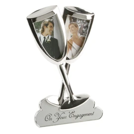 Juliana 2 Tone Silver Plated Frame - Champagne Flutes - "Engagement"