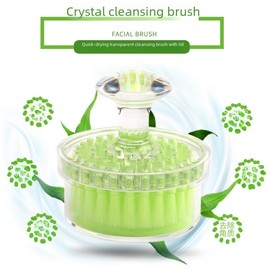 Quick-Drying Facial Pore Cleansing Crystal Beauty Brush (White Crystal with Transparent Lid) Brush- 10ea