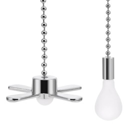 ExcellaElite 2 Pcs Bathroom Light Pull Cord Light Pull Cord Simple and Convenient Installation Adjustable Length Design Suitable for Bathroom Toilet Ceiling Fan Chandelier (Silver)
