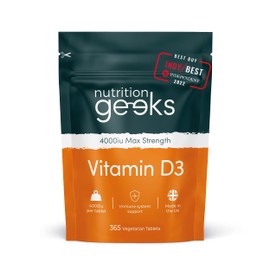 Vitamin D 4000 iu - 1 Year Supply, 365 Easy-Swallow Vitamin D Tablets - Vegetarian Vitamin D3 4000 iu, High Strength Vitamin D Supplement - UK Made VIT D & D3 Vitamins Awarded by The Independent