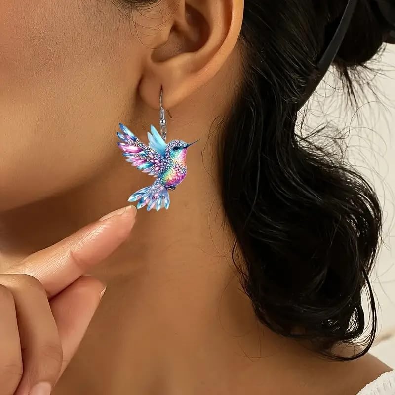 Hummingbird Necklaces for Women Colorful bird Jewelry (Colorful2)