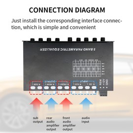 Professional 5 Band Car Equalizer Multifunctional Car Audio EQ Tuning Crossover Amplifier Parametric Equalizer Car Audio Equalizer