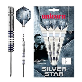Unicorn Darts Men's Silver Star 80 Percent Tungsten, Gary Anderson Darts, Silver, 27 G