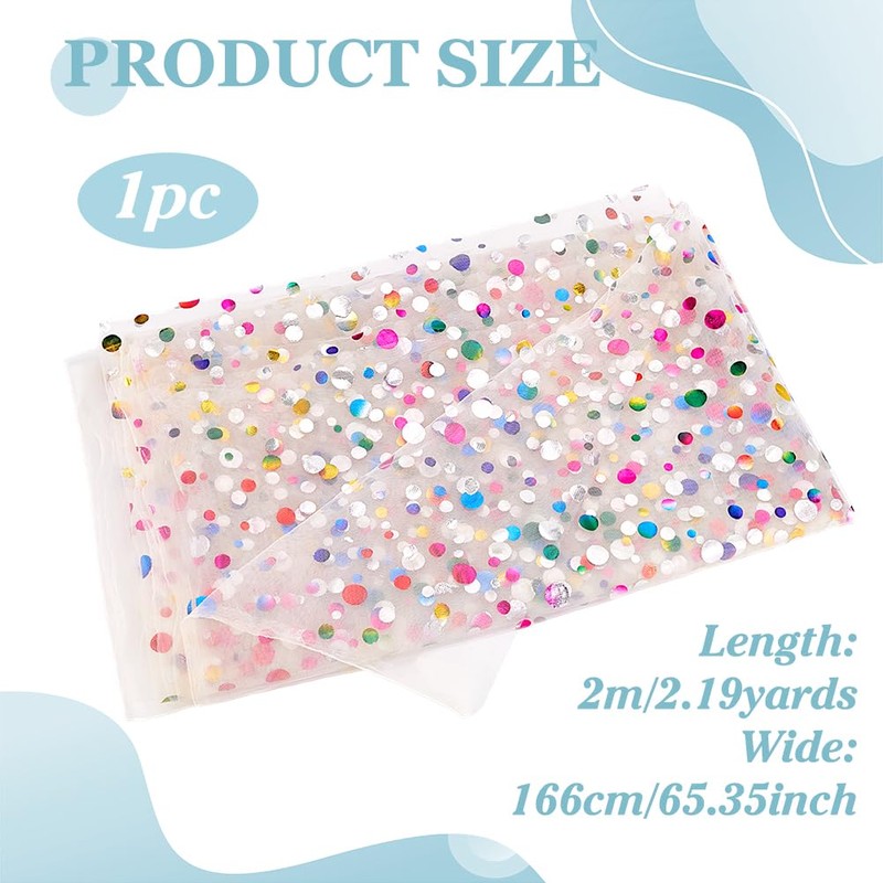 FINGERINSPIRE Glittering Tulle Fabric with Dots, 2 x 1.6 m