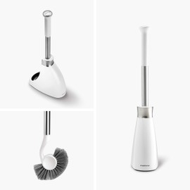 simplehuman Toilet Brush with Caddy, Stainless Steel, White