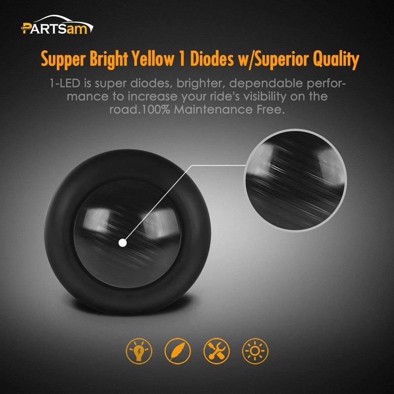 Partsam 20Pack 3/4" Inch Smoke Lens Amber LED Round Clearance