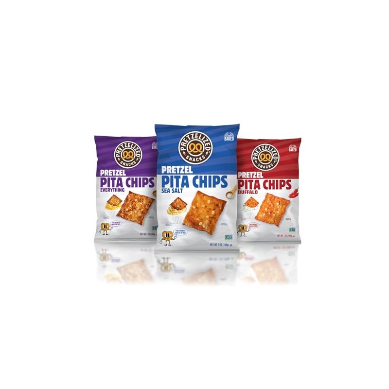 PRETZELIZED SNACKS PRETZELIZED Pretzel Pita Chips, Variety Pack, Sea Salt,