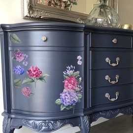 Neukids rub on transfers for Crafts, UV DTF Transfer Stickers Pink Purple Hydrangea, Art Decals for Bedroom Living Room Furniture Bookcase Table Wardrobe Desk Decoration