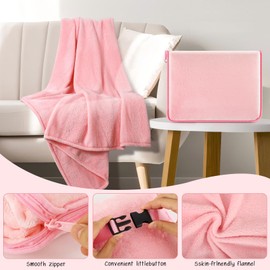 Travel Blanket for Aeroplane & Car - Office Blanket with Soft Pillow Case - Compact Airplane Blanket 2 in 1 for Long Distance Travel for Women, Men, Children - with Case, Luggage Case, Backpack Clip