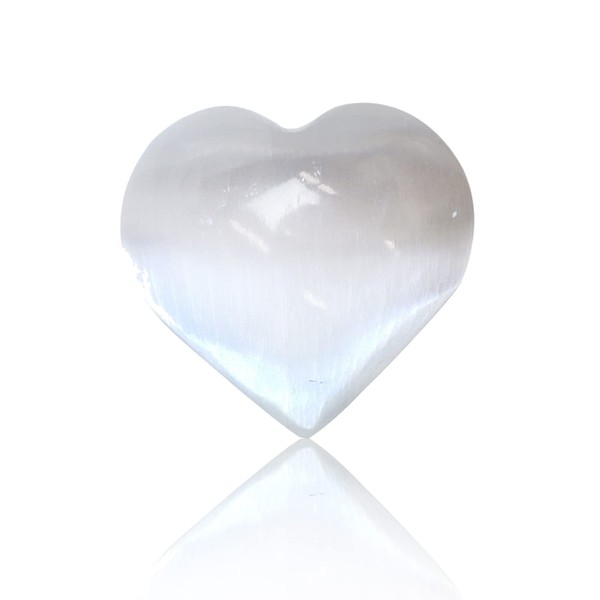 Soulnioi Heart Shaped Translucent Plaster, Selenite Crystal Hearts of Palm Worry Stone Crystal for Meditation