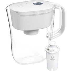 Brita Small 6 Cup Denali Water Filter Pitcher with 1 Brita Standard Filter, Made Without BPA, Bright White