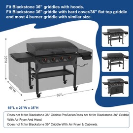 BEOTBRMI Griddle Cover for Blackstone 5482 36 inch Griddles with Hood, Rip-Proof & Waterproof BBQ Cover with Adjustable Straps