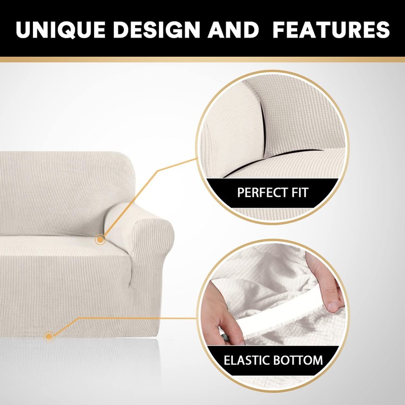 PrinceDeco Stretch Loveseat Sofa Cover Slipcover Couch Cover for 2