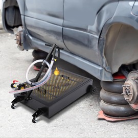 BANLICALI Oil Drain Pan 15 Gallon/57L Oil Drain Tank with 155W Oil Pump, 8.2ft Hose, Wheels, 0-145° Rotatable T-Handle, Large Capacity Oil Change Pan for Car, SUV, Trucks Oil Draining Black