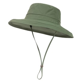 TOP-EX Waterproof UPF 50+ Sun Hat for Women Wide Brim with Ponytail Hole Bucket Hats for Beach Fishing Hiking Gardening Packable Summer Hat (UK, Alpha, XL, Green)