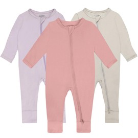 GUISBY Baby Footless Pajamas with 2 Way Zipper, Soft Rayon Long Sleeve with MIttens 3 Piece PJs 18-24 Months