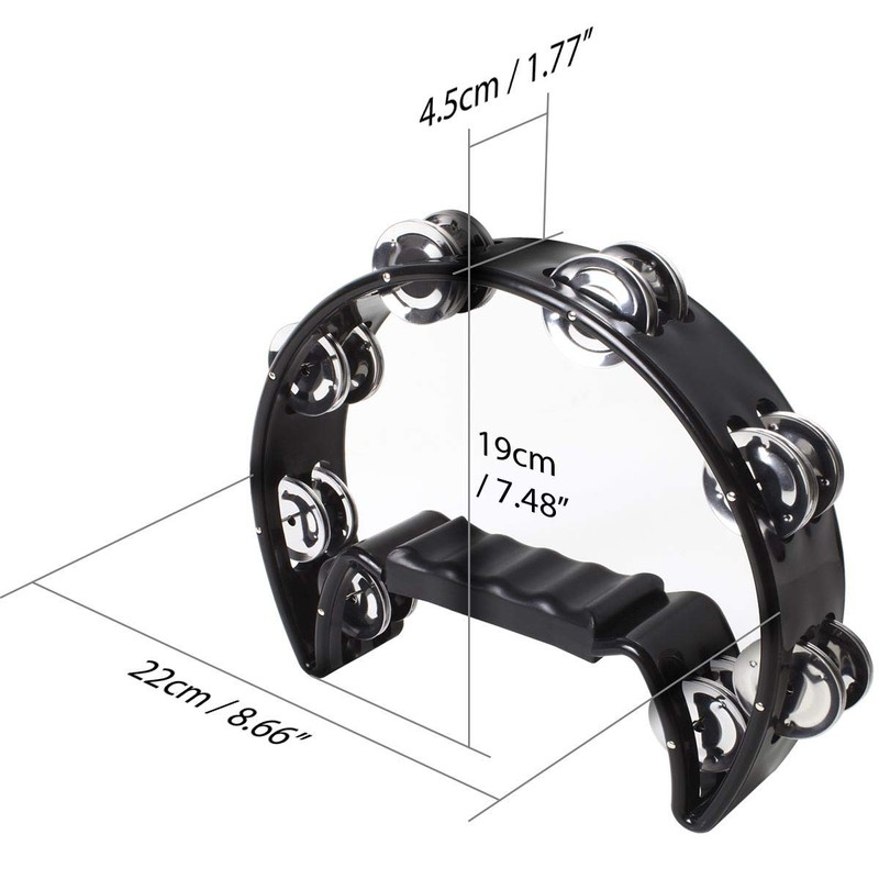 iGadgitz Xtra U6994 - Half Moon Hand Tambourine Double Cutaway
