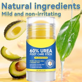 Crema en barra 60% urea con 2% ácido salicílico, crema hidratante de urea para pies de máxima resistencia, para talones secos agrietados, rodillas, co