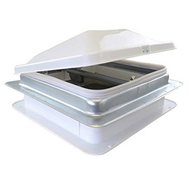 Class A Customs 14" Non-Powered RV Roof Vent with White Wedge Style Lid 3" Garnish Ring and Plastic Crank Handle | 71111A-3G