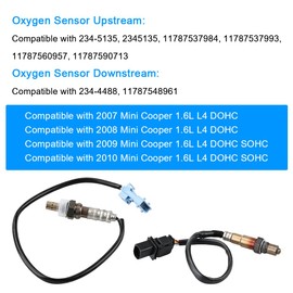 JDMON 2PCS O2 Oxygen Sensor Upstream & Downstream Replacement for Mini Cooper 1.6L L4 2007 2008 2009 2010 Compatible with 234-5135, 234-4488, 11787537984, 11787537993, 11787548961
