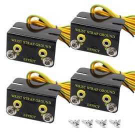 ESD Wrist Strap Grounding Kit with 5.74ft Terminal Cable & Anti-Static Socket Connector - Durable Anodized Aluminum - Static Protection for Electronics(4 Pack)