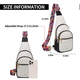 VATAN Small Sling Bag Women's Crossbody Fanny Packs Leather Crossbody Bags for Women (E-Black with White)
