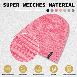 Men's Slouch Beanie Hat Women's Lightweight Windproof Thin Hat Soft Breathable Long Beanie Ideal for Spring Autumn and Winter, pink