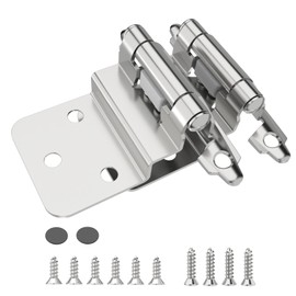 Chibery 3/8 Inch Inset Cabinet Hinges, 20 Pack Self Closing Flush Face Mount Hinges with Door Bumper, Variable Decorative Hardware for Bathroom, Furniture, Kitchen Cabinet Doors, Brushed Nickel