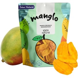 MANGLO Mango Orgánico Deshidratado 100% Natural 300g Rebanadas de mango sin azúcar añadida Snack Saludable y Delicioso para niños y adultos Calidad Premium Sin gluten Sin conservadores Vegano Bolsa resellable.