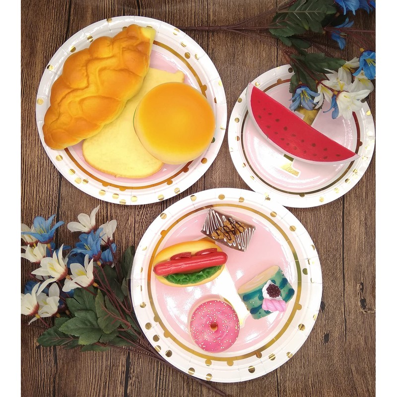 1st Brithday Disposable Paper Plates Party Supplies - Gold Metallic