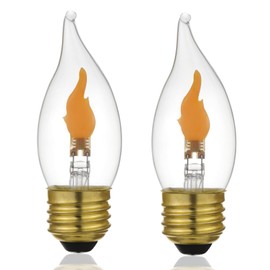 XIAOKALAMI LED Flame Effect Light Bulb E26 Flickering Candle Light Bulbs Crystal Clear Candle Bulb for E26 Edison Base, Red Light Two Mode (Flame and Steady on),C35(2pack)