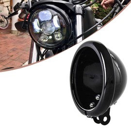 TANZEDMI 5.75" 5 3/4 inch Motorcycle Headlight Housing Bracket 5.75" Case HeadLight Cover Mount with Wire Harness compatible for Har-ley Davi-dson Softail Touring FLD Motorcycle (BLACK)