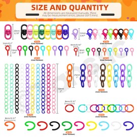 Tanstic 10Pcs Double Ended Swivel Key Ring Connector, 15pcs Lobster Claw Clasps, 250pcs Eye Pins, 40pcs Extender Chain, 50pcs Open Jump Rings, 50pcs Split Jump Ring for DIY Craft